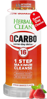 Herbal Clean Qcarbo16 frontal del envase, presentación clara y lista para beber