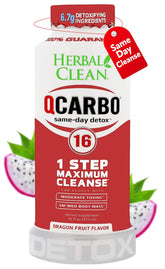 Herbal Clean Qcarbo16 frente del envase mostrando tamaño y diseño, fácil identificación
