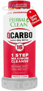 Herbal Clean Qcarbo16 frente botella mostrando diseño y beneficio refrescante