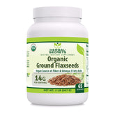 Herbal Secrets envase frontal de linaza orgánica mostrando tamaño y certificación USDA