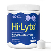 Hi-Lyte envase K1000 frontal, presentación clara y beneficios de potasio