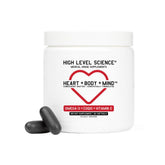 High Level frasco frontal mostrando la etiqueta y beneficios