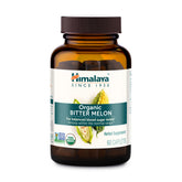 Himalaya botella frontal del suplemento Bitter Melon mostrando etiqueta orgánica y beneficios
