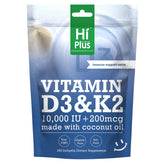 HiPlus frente del empaque mostrando 300 softgels y beneficios