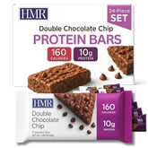 HMR paquete de 24 barras Double Chocolate Chip frontal y visible para almacenamiento