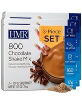 HMR envase frontal chocolate mostrando porciones y diseño práctico