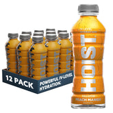 HOIST frontal pack de 12 botellas mostrando tamaño y marca, hidratación rápida