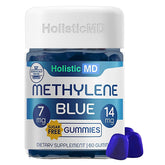 Holistic MD frasco frontal mostrando 60 gomitas y dosis, facilita elección y almacenamiento