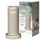 Homedics SereneScent Mini vista frontal con diseño beige y perfil compacto