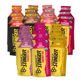 Honey Stinger frontal del pack mostrando 21 geles y variedad de sabores