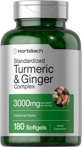 Horbäach caja frontal mostrando 180 softgels y beneficios de la fórmula