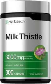 Horbäach envase frontal de Milk Thistle que muestra pureza y cantidad