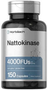 Horbäach frasco frontal de Nattokinase mostrando la marca y cantidad