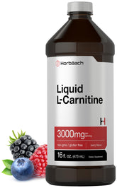 Horbäach botella frontal L-Carnitine 3000 mg, visualización clara del producto y confianza