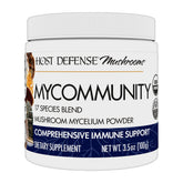 Host Defense MyCommunity frontal del envase mostrando la marca y tamaño