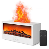 Hotwill vista frontal del difusor humidificador con diseño chimenea y ambiente acogedor