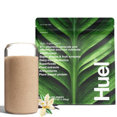 Huel Superblend Vainilla vista frontal mostrando el envase y beneficios visibles