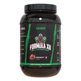 Huge Supplements envase Formula XII frontal mostrando tamaño y sabor Strawberry Watermelon, beneficio claridad información