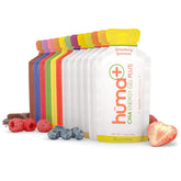 HÜMA CHIA ENERGY GEL pack frontal mostrando 24 geles y beneficio de variedad