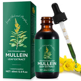 HUYEHF frasco frontal de Mullein Drops muestra presentación y uso práctico