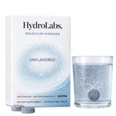 HydroLabs frente del empaque mostrando 30 tabletas y portabilidad