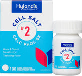 Hyland's envase frontal Calc Phos 6X mostrando presentación y beneficios