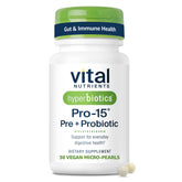 Hyperbiotics envase frontal mostrando diseño y beneficio de una toma diaria