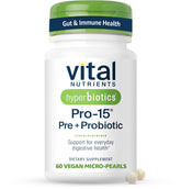 Hyperbiotics envase frontal mostrando diseño y beneficio de liberación prolongada