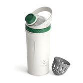 Ideus botella frontal oliva blanco mostrando diseño y capacidad