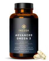 Inessa frasco frontal mostrando 60 cápsulas y alta concentración de omega‑3