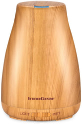 InnoGear difusor amarillo frontal mostrando diseño compacto y controles, ideal para dormitorios