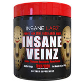 Insane Labz bote Insane Veinz frontal mostrando empaque y sabor Fruit Punch