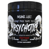 Insane Labz Psychotic Black frente del envase mostrando 35 servicios y sabor Fruit Punch