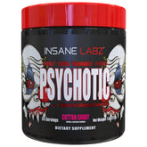 Insane Labz Psychotic frente del bote mostrando el envase y beneficios energéticos
