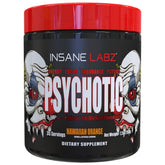 Insane Labz Psychotic frente del envase mostrando el diseño y beneficio de energía duradera