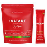 Instant Hydration frente del empaque mostrando 20 sticks y beneficio portátil
