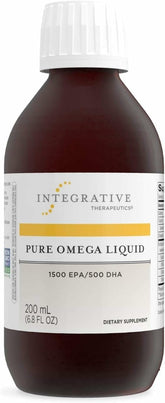 Integrative Therapeutics Pure Omega Liquid vista frontal, envase claro y fácil de usar