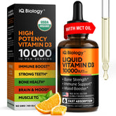 IQ BIOLOGY frente del envase mostrando la botella y marca, facilita identificación