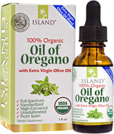 Island Nutrition frasco frontal mostrando etiqueta y beneficio orgánico