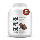 Isopure envase frontal Dutch Chocolate mostrando tamaño y beneficio proteico