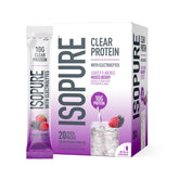 Isopure sobre frente Mixed Berry mostrando diseño y portabilidad