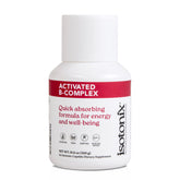 Isotonix frasco frontal mostrando etiqueta y raciones, beneficio conveniencia