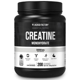 Jacked Factory creatina monohidrato envase frontal muestra pureza y confianza