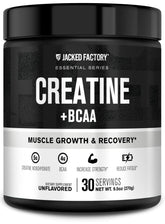 Envase Jacked Factory Creatine + BCAAs visto de frente mostrando diseño y cantidad
