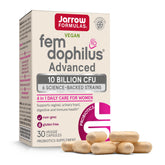 Jarrow Formulas frasco delantero mostrando probiótico vegano y beneficio de soporte microbiano