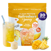Javvy envase frontal sabor piña mango mostrando diseño y beneficios