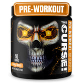 JNX SPORTS envase frontal de The Curse! naranja mango mostrando 50 servicios y marca