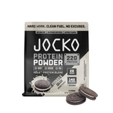 Jocko Fuel frasco frontal cookies & cream mostrando diseño y información clave
