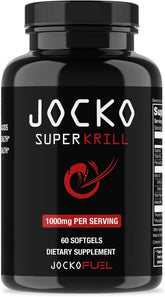 Jocko Fuel frasco frontal de krill, muestra confianza y cantidad