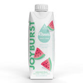 JOYBURST botella frontal Tetra Pak Watermelon mostrando diseño y conveniencia reciclable